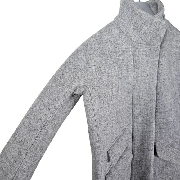 J. Crew Nello Gori Italian Stadium Cloth Coat Size 00 Gray Wool Stand Collar - Picture 5 of 11